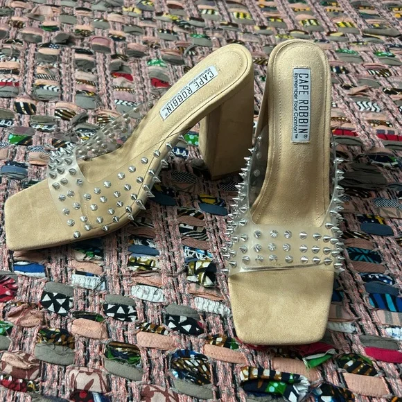 Cape Robbin Tan and Clear Spiked Heels - Picture 2 of 6